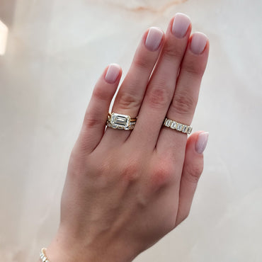 Marquise Shaped Three Stone Lab Grown Diamond Engagement Ring