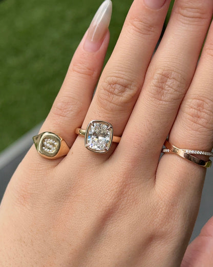 Marquise Shaped Three Stone Lab Grown Diamond Engagement Ring