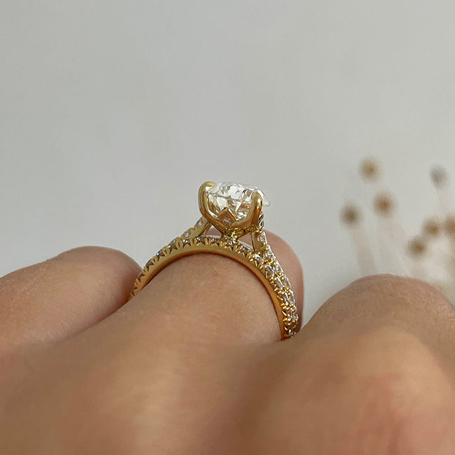 Marquise Shaped Three Stone Lab Grown Diamond Engagement Ring