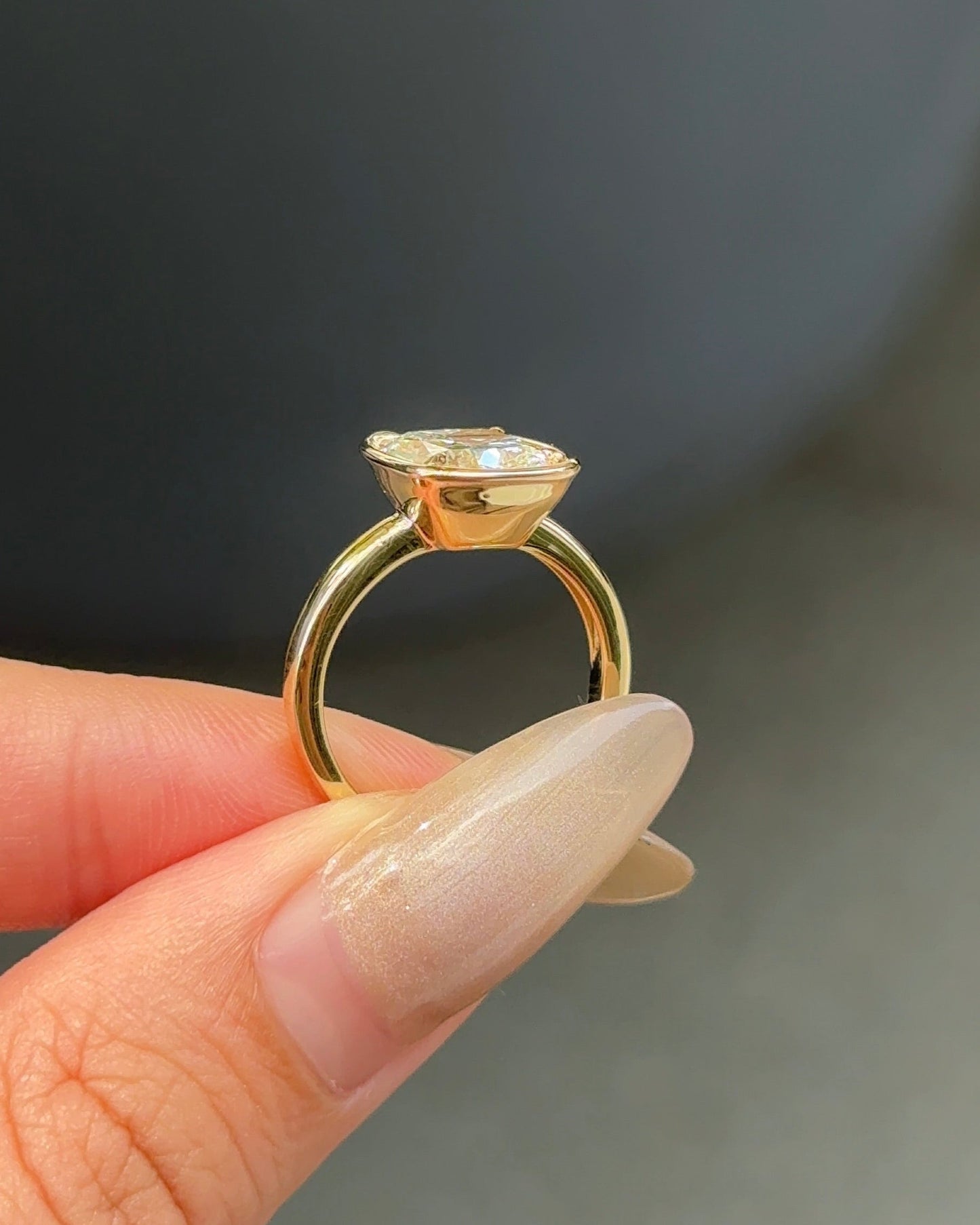 Marquise Shaped Three Stone Lab Grown Diamond Engagement Ring