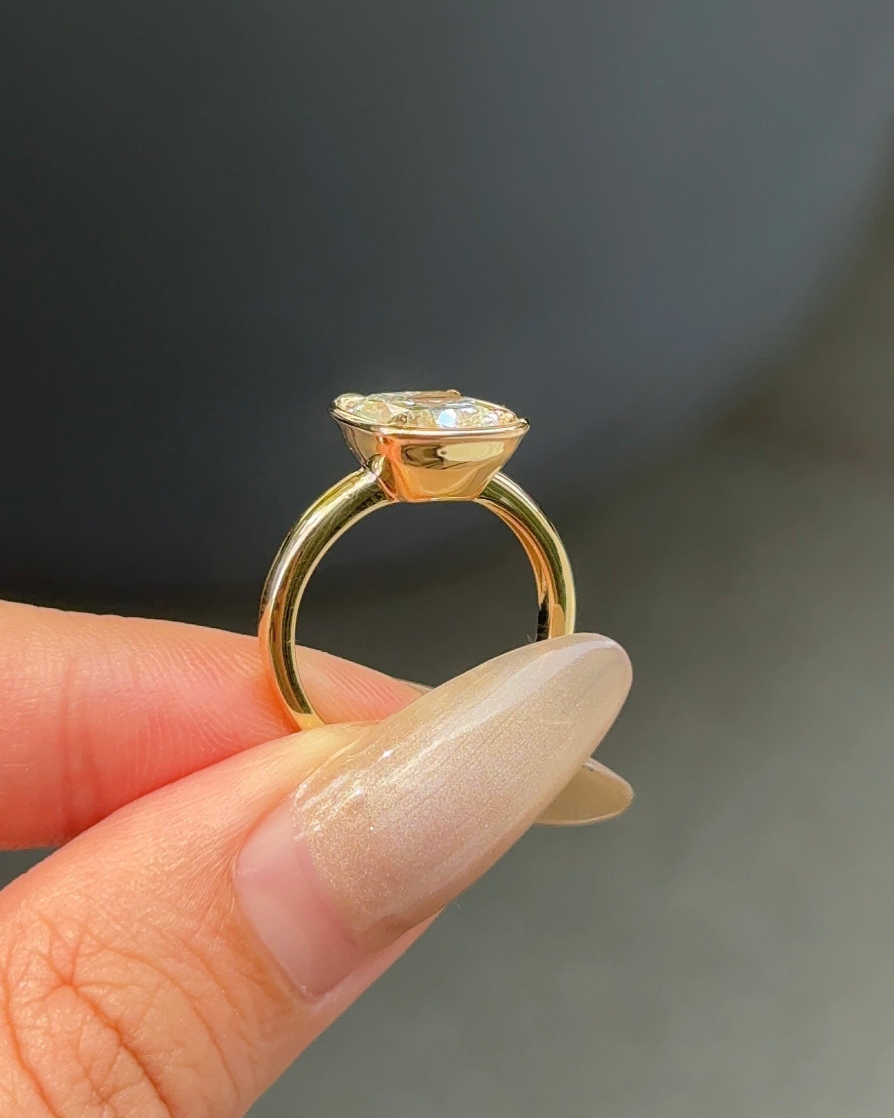 Marquise Shaped Three Stone Lab Grown Diamond Engagement Ring