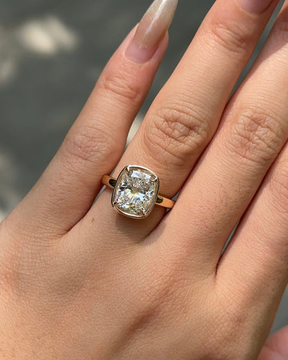 Marquise Shaped Three Stone Lab Grown Diamond Engagement Ring