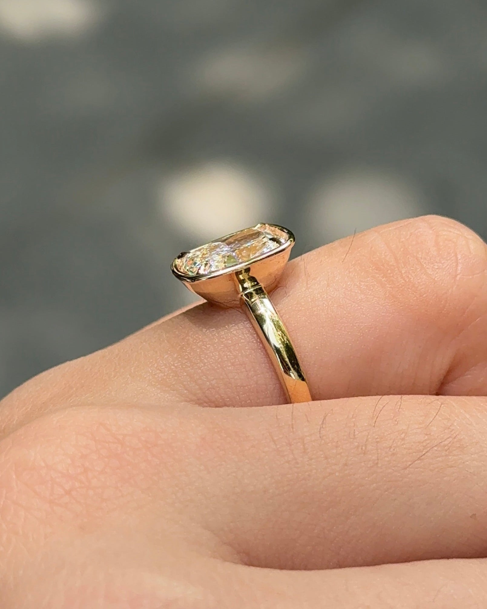 Marquise Shaped Three Stone Lab Grown Diamond Engagement Ring