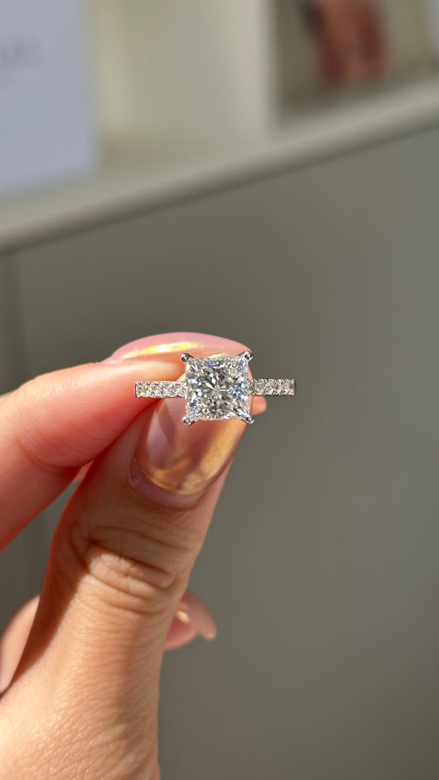 Marquise Shaped Three Stone Lab Grown Diamond Engagement Ring