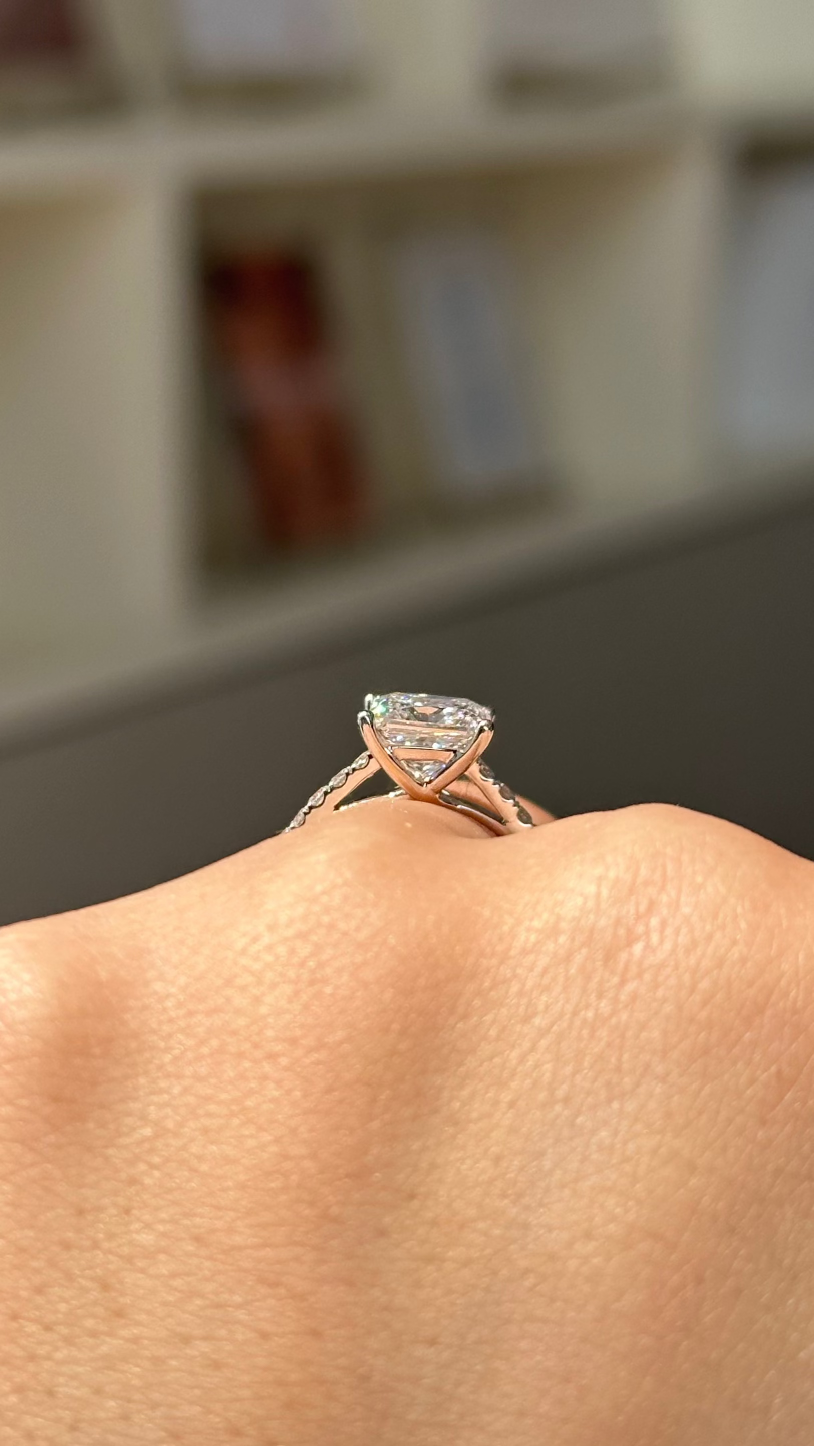 Marquise Shaped Three Stone Lab Grown Diamond Engagement Ring