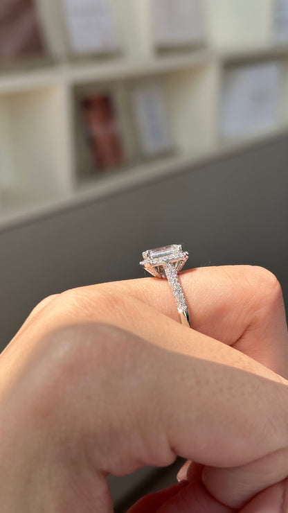 Marquise Shaped Three Stone Lab Grown Diamond Engagement Ring