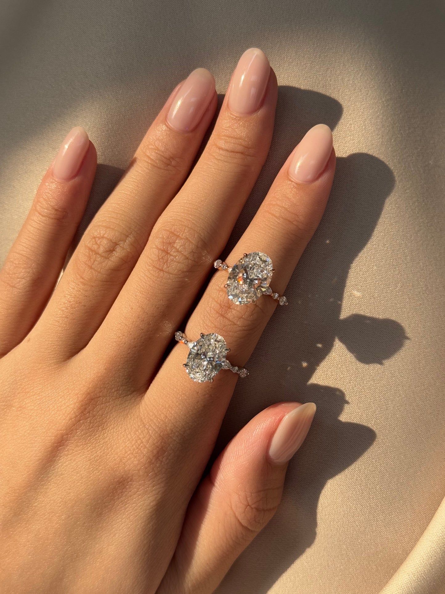 Marquise Shaped Three Stone Lab Grown Diamond Engagement Ring