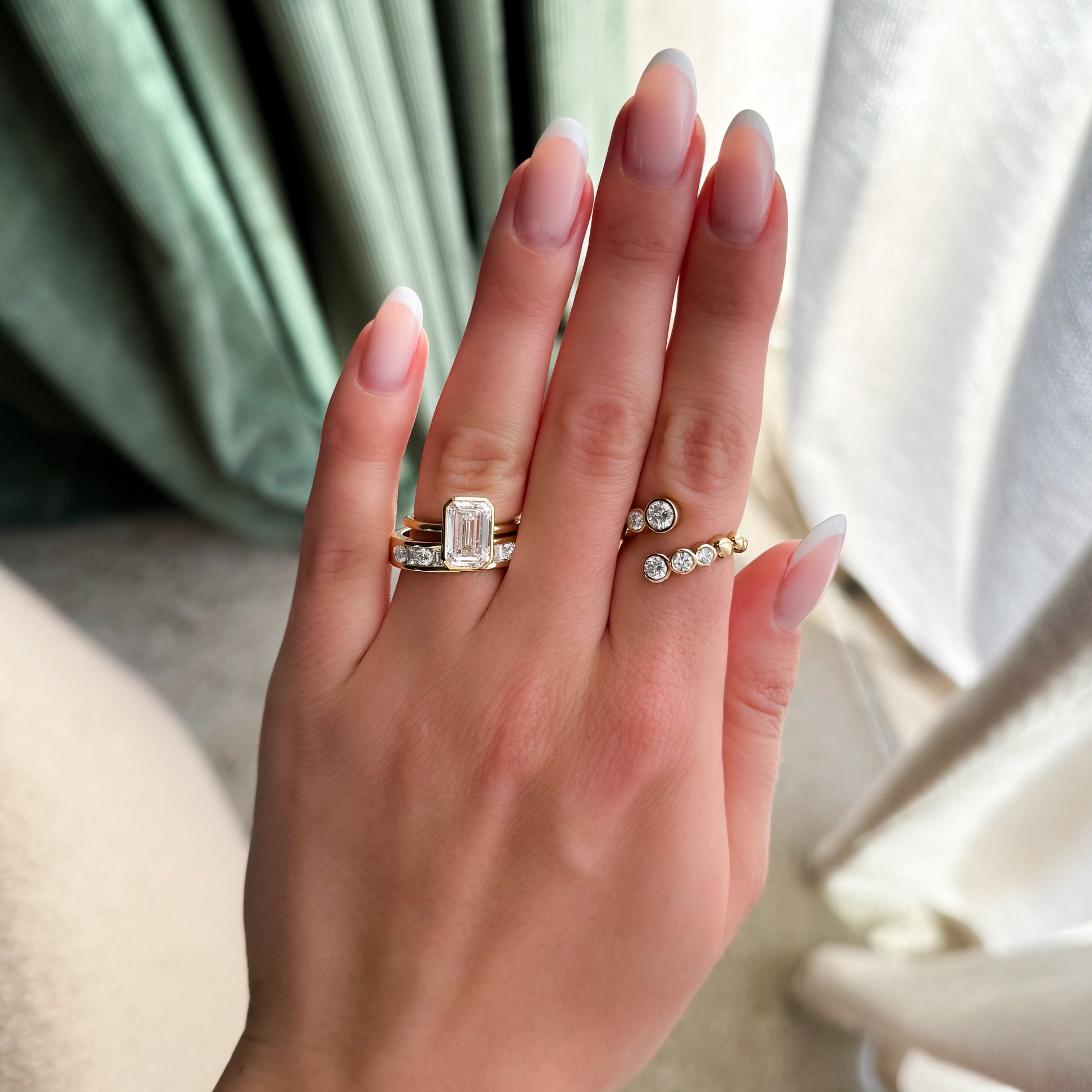 Marquise Shaped Three Stone Lab Grown Diamond Engagement Ring