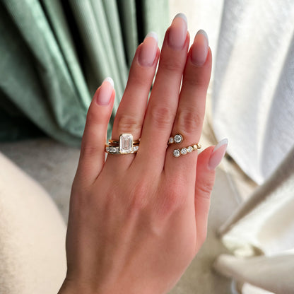 Marquise Shaped Three Stone Lab Grown Diamond Engagement Ring