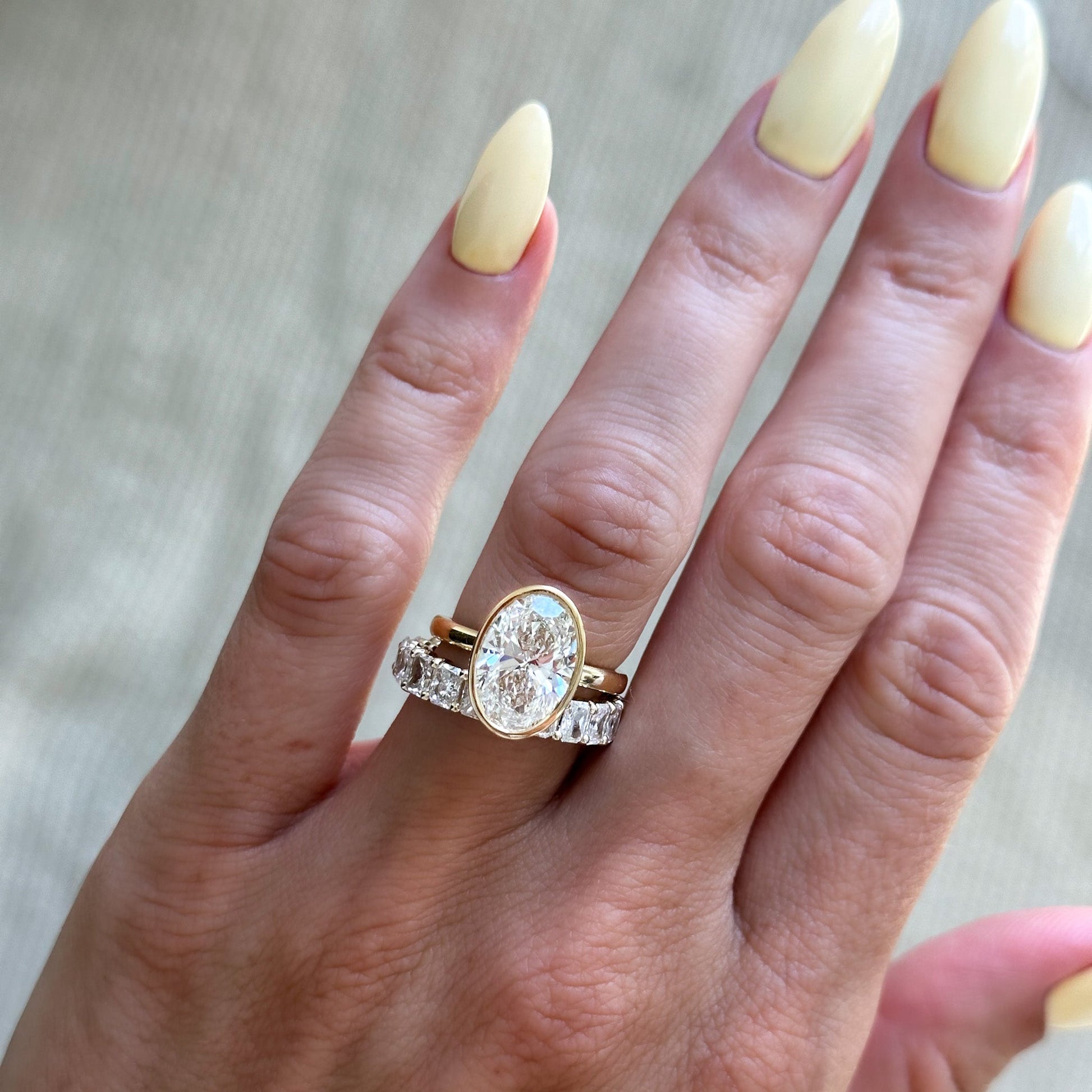 Marquise Shaped Three Stone Lab Grown Diamond Engagement Ring