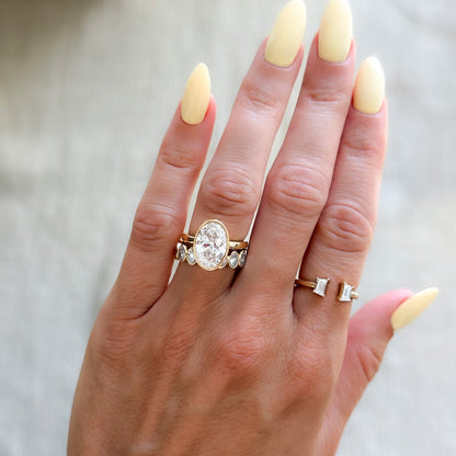 Marquise Shaped Three Stone Lab Grown Diamond Engagement Ring