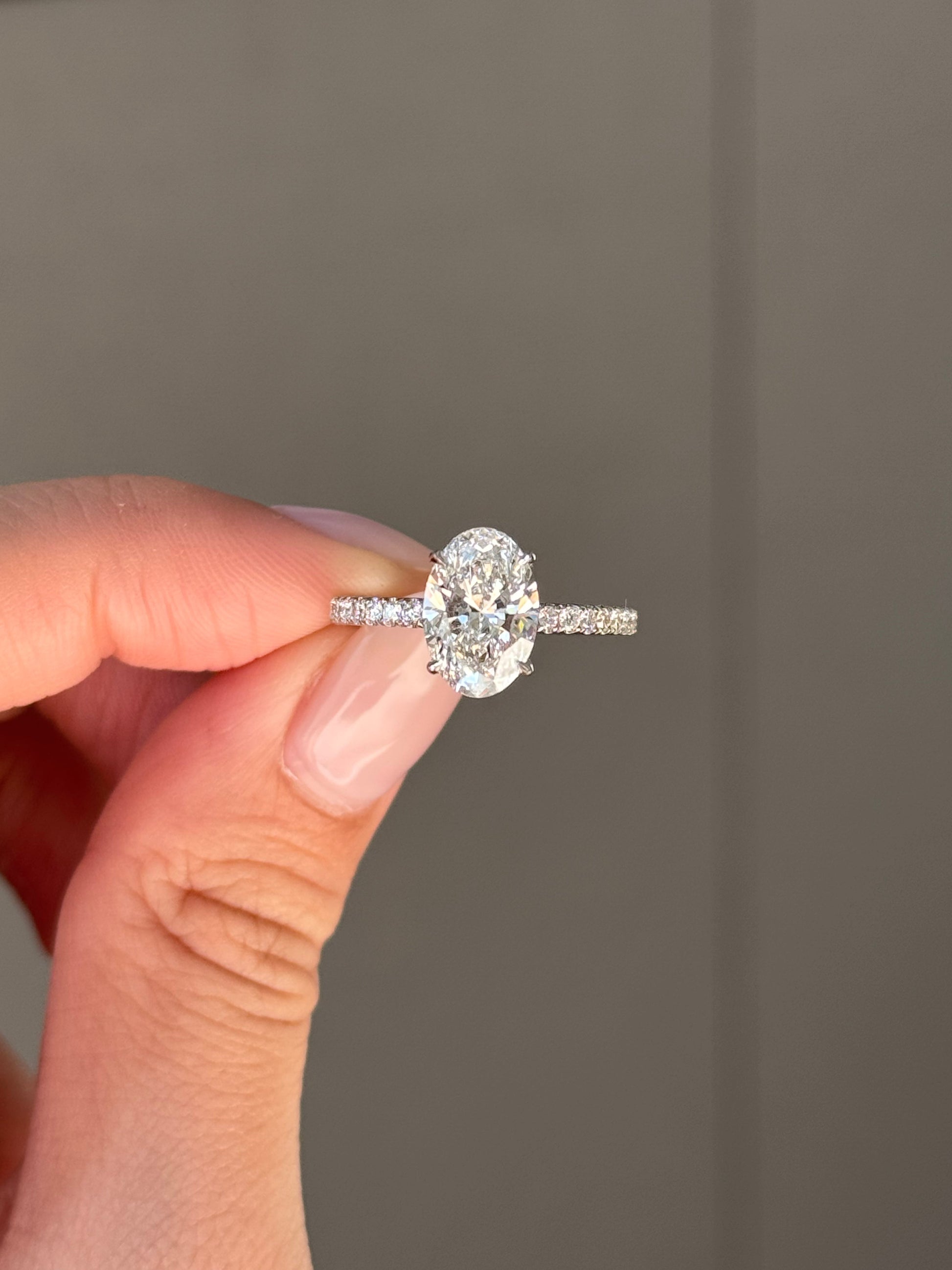 Marquise Shaped Three Stone Lab Grown Diamond Engagement Ring