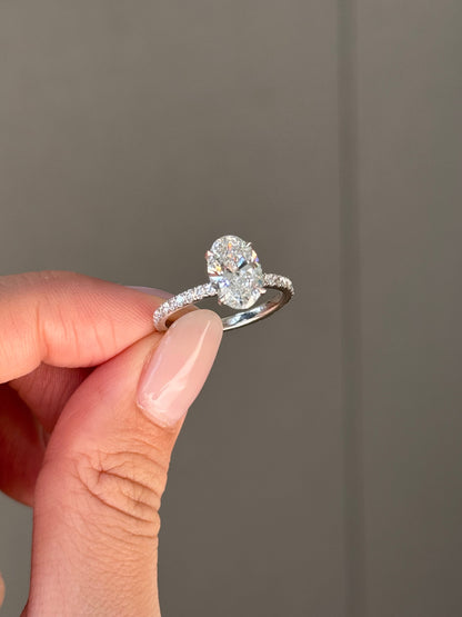 Marquise Shaped Three Stone Lab Grown Diamond Engagement Ring