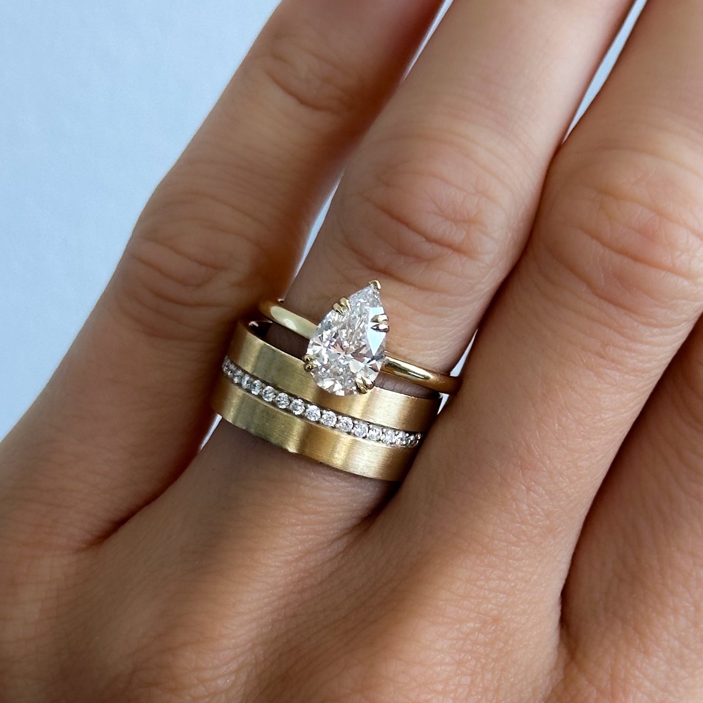 Marquise Shaped Three Stone Lab Grown Diamond Engagement Ring