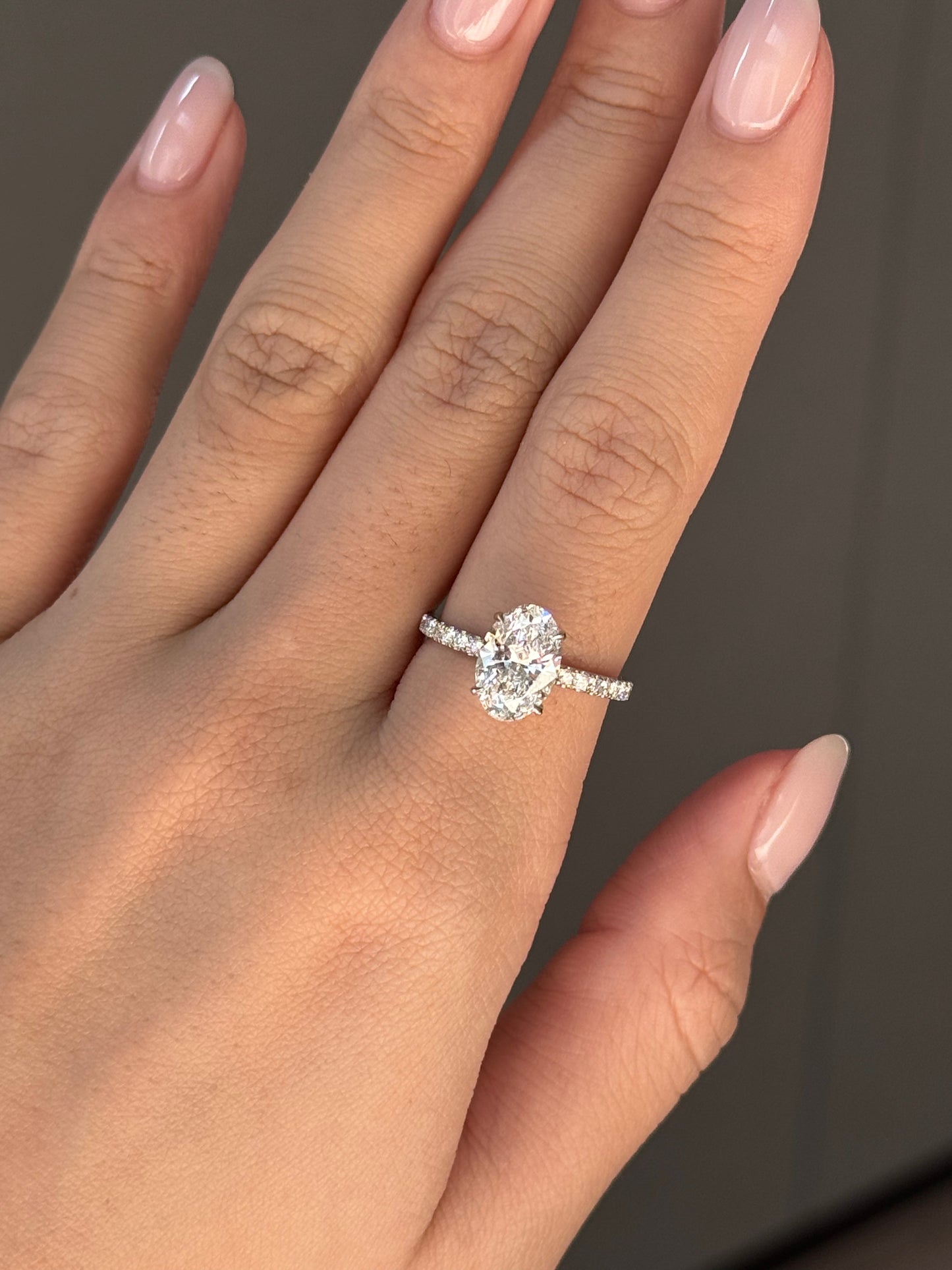 Marquise Shaped Three Stone Lab Grown Diamond Engagement Ring