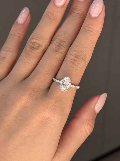 Marquise Shaped Three Stone Lab Grown Diamond Engagement Ring