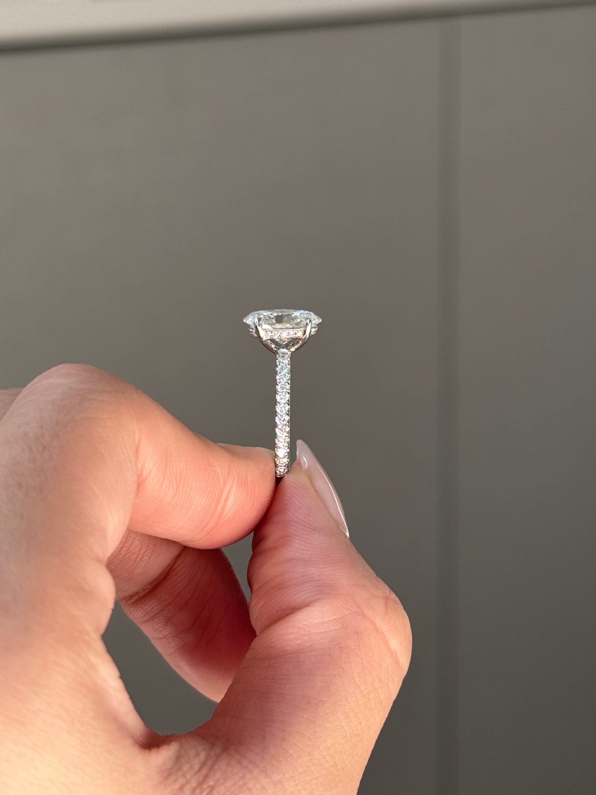 Marquise Shaped Three Stone Lab Grown Diamond Engagement Ring