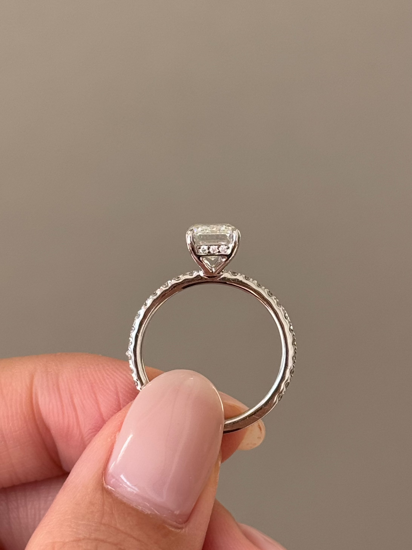 Marquise Shaped Three Stone Lab Grown Diamond Engagement Ring