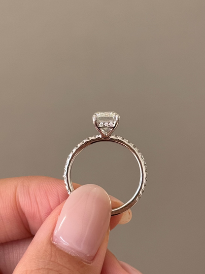 Marquise Shaped Three Stone Lab Grown Diamond Engagement Ring