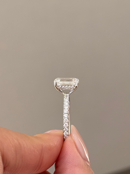 Marquise Shaped Three Stone Lab Grown Diamond Engagement Ring