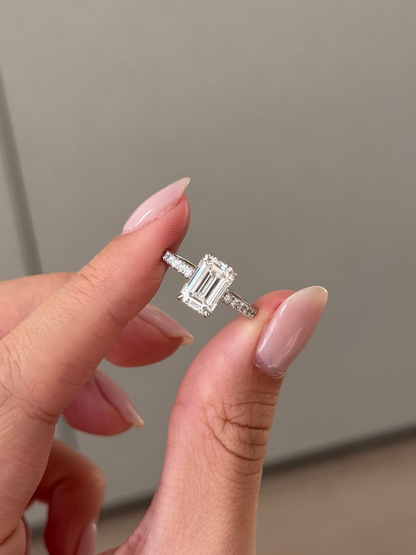 Marquise Shaped Three Stone Lab Grown Diamond Engagement Ring