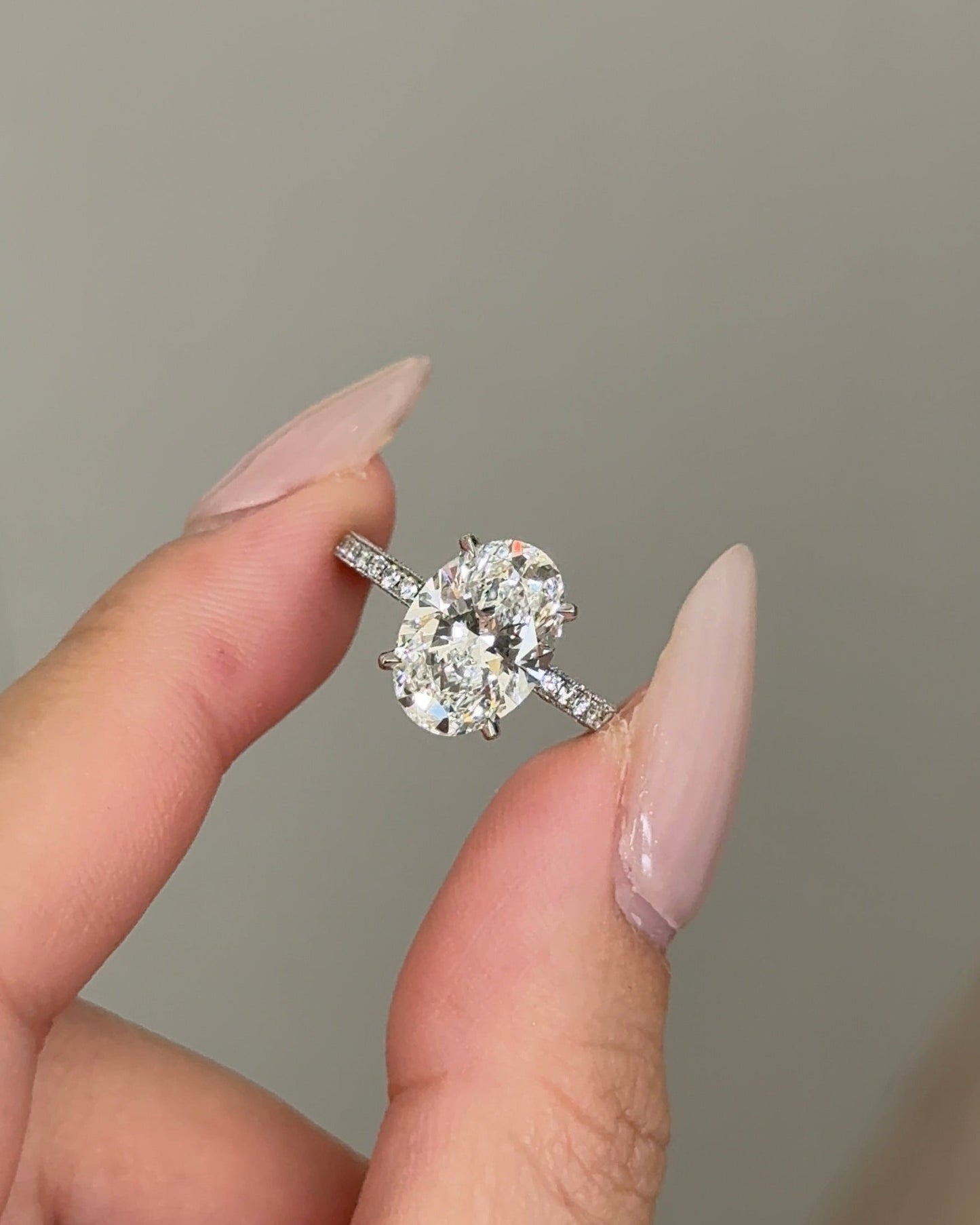 Marquise Shaped Three Stone Lab Grown Diamond Engagement Ring