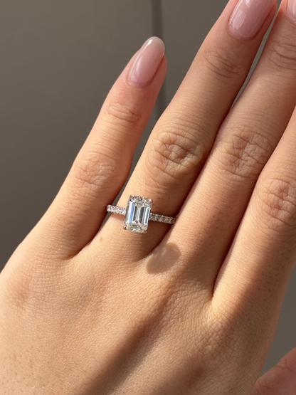 Marquise Shaped Three Stone Lab Grown Diamond Engagement Ring