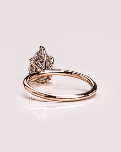 1.93 CT Pear Cut Lab Grown Diamond Engagement Ring With Hidden Halo Setting