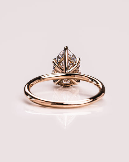 1.93 CT Pear Cut Lab Grown Diamond Engagement Ring With Hidden Halo Setting