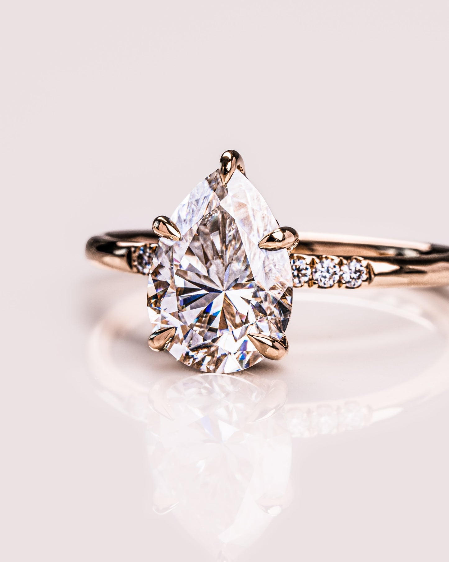 1.93 CT Pear Cut Lab Grown Diamond Engagement Ring With Hidden Halo Setting