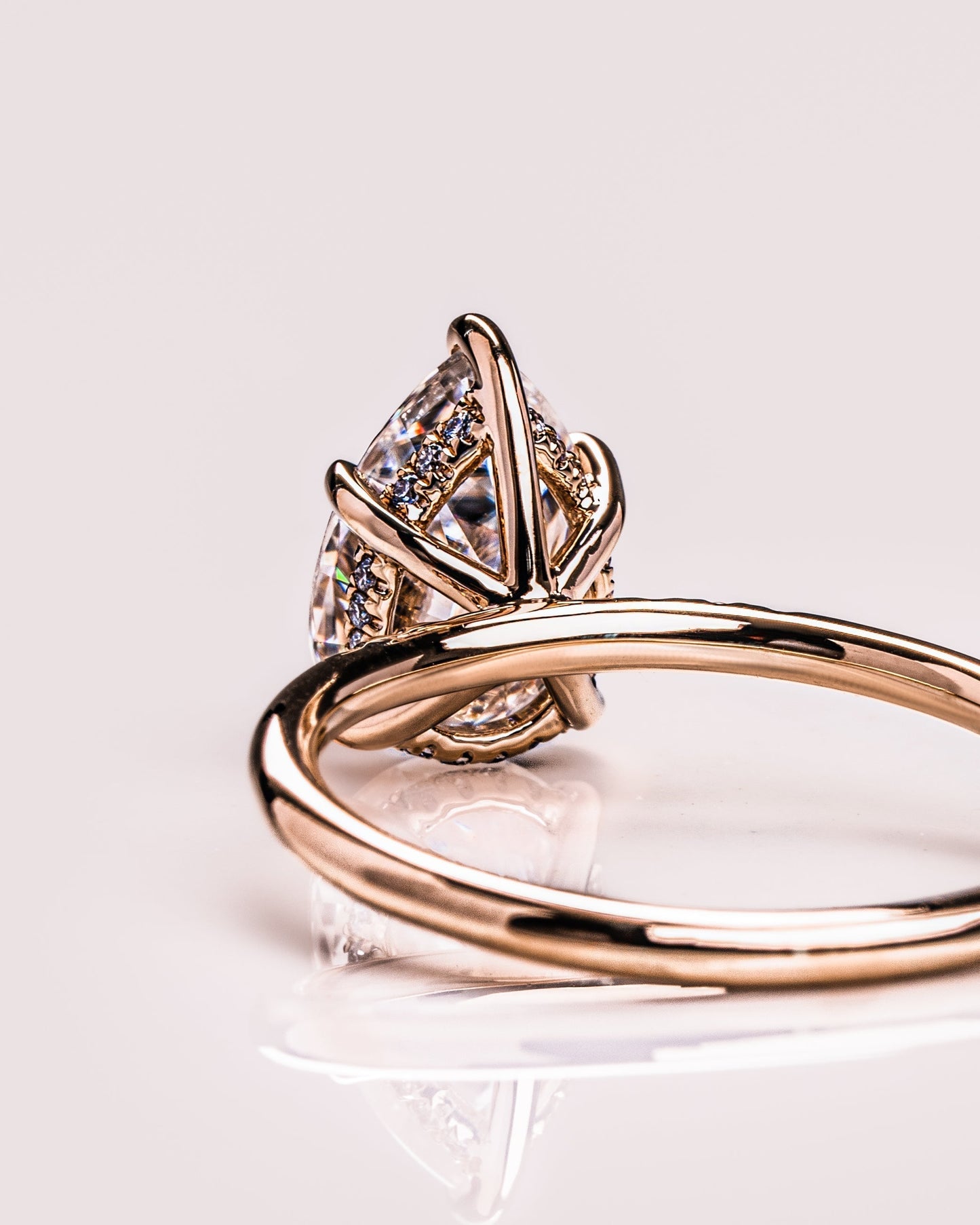 1.93 CT Pear Cut Lab Grown Diamond Engagement Ring With Hidden Halo Setting