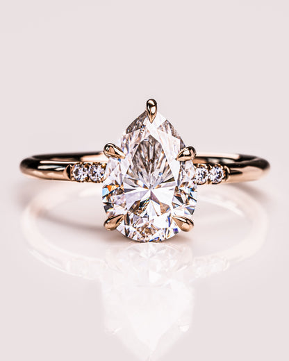 1.93 CT Pear Cut Lab Grown Diamond Engagement Ring With Hidden Halo Setting