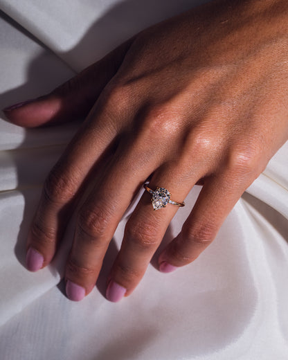 1.93 CT Pear Cut Lab Grown Diamond Engagement Ring With Hidden Halo Setting