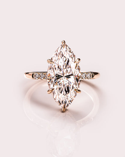2.48 CT Marquise Cut Lab Grown Diamond Engagement Ring With Hidden Halo Setting