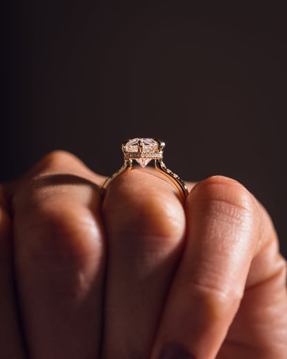 2.48 CT Marquise Cut Lab Grown Diamond Engagement Ring With Hidden Halo Setting