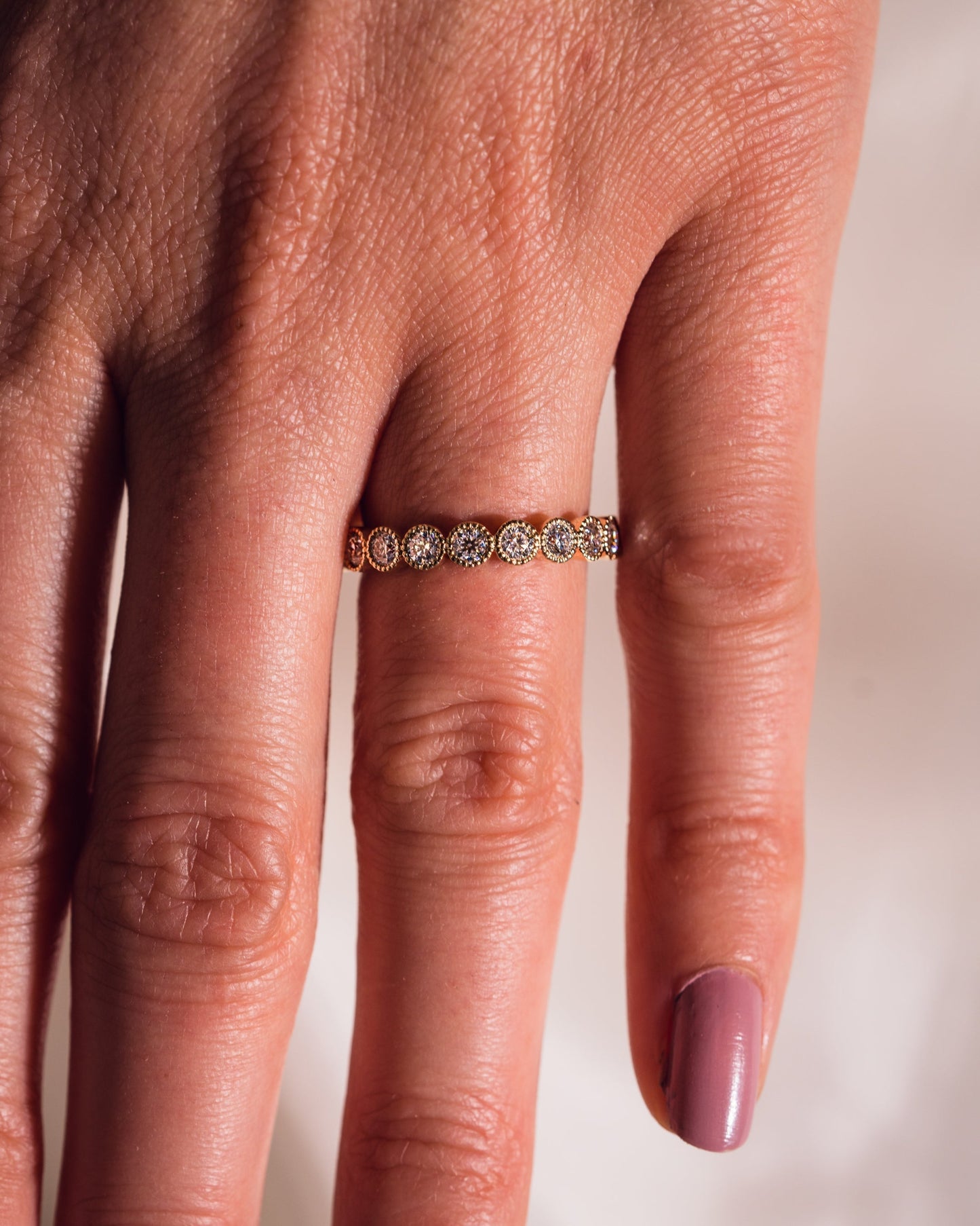 0.7 CT Round Stones Milgrain Lab Grown Diamond Wedding Band