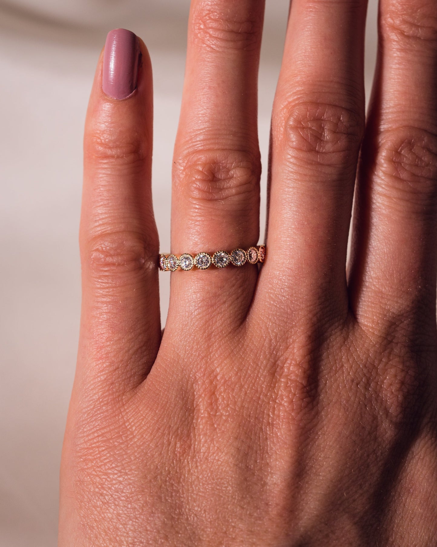 0.7 CT Round Stones Milgrain Lab Grown Diamond Wedding Band