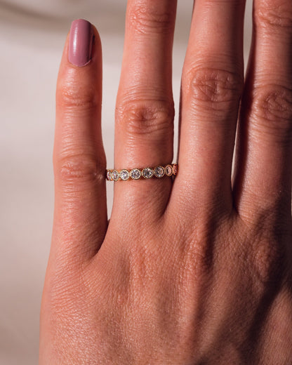 0.7 CT Round Stones Milgrain Lab Grown Diamond Wedding Band