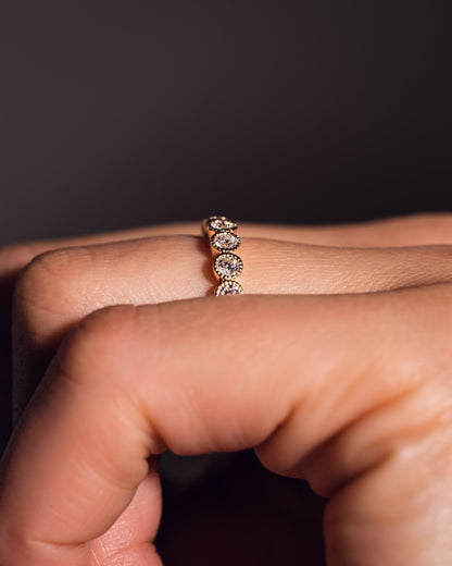 0.7 CT Round Stones Milgrain Lab Grown Diamond Wedding Band