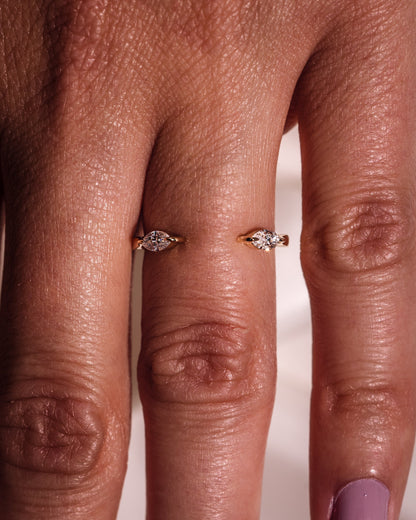 0.34 CT Marquise Stones Lab Grown Diamond open Wedding Band