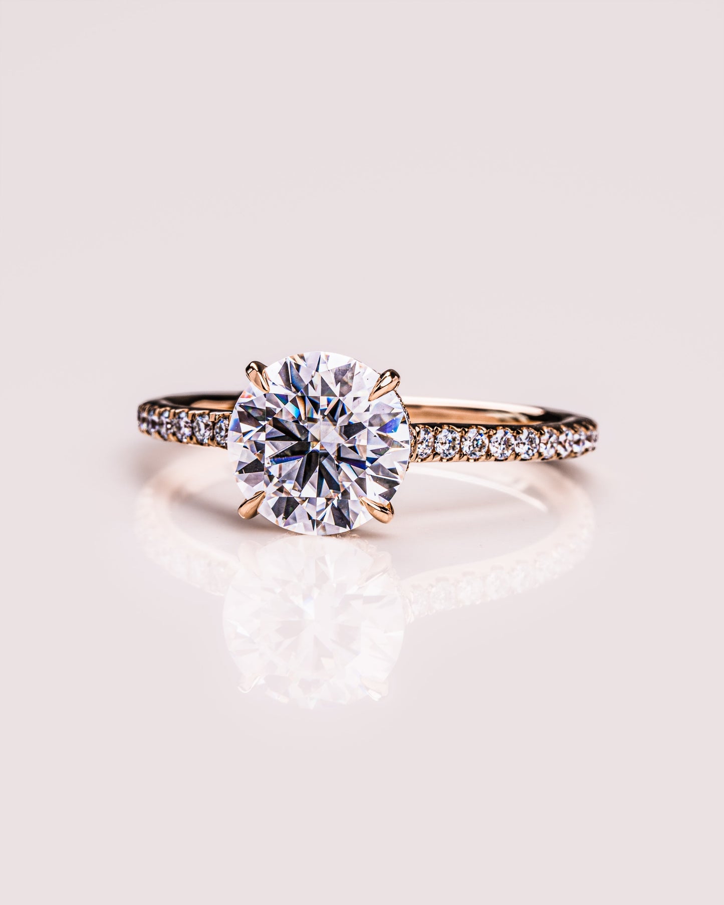 2.26 CT Round Cut Lab Grown Diamond Engagement Ring With Hidden Halo Setting