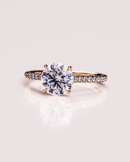 2.26 CT Round Cut Lab Grown Diamond Engagement Ring With Hidden Halo Setting