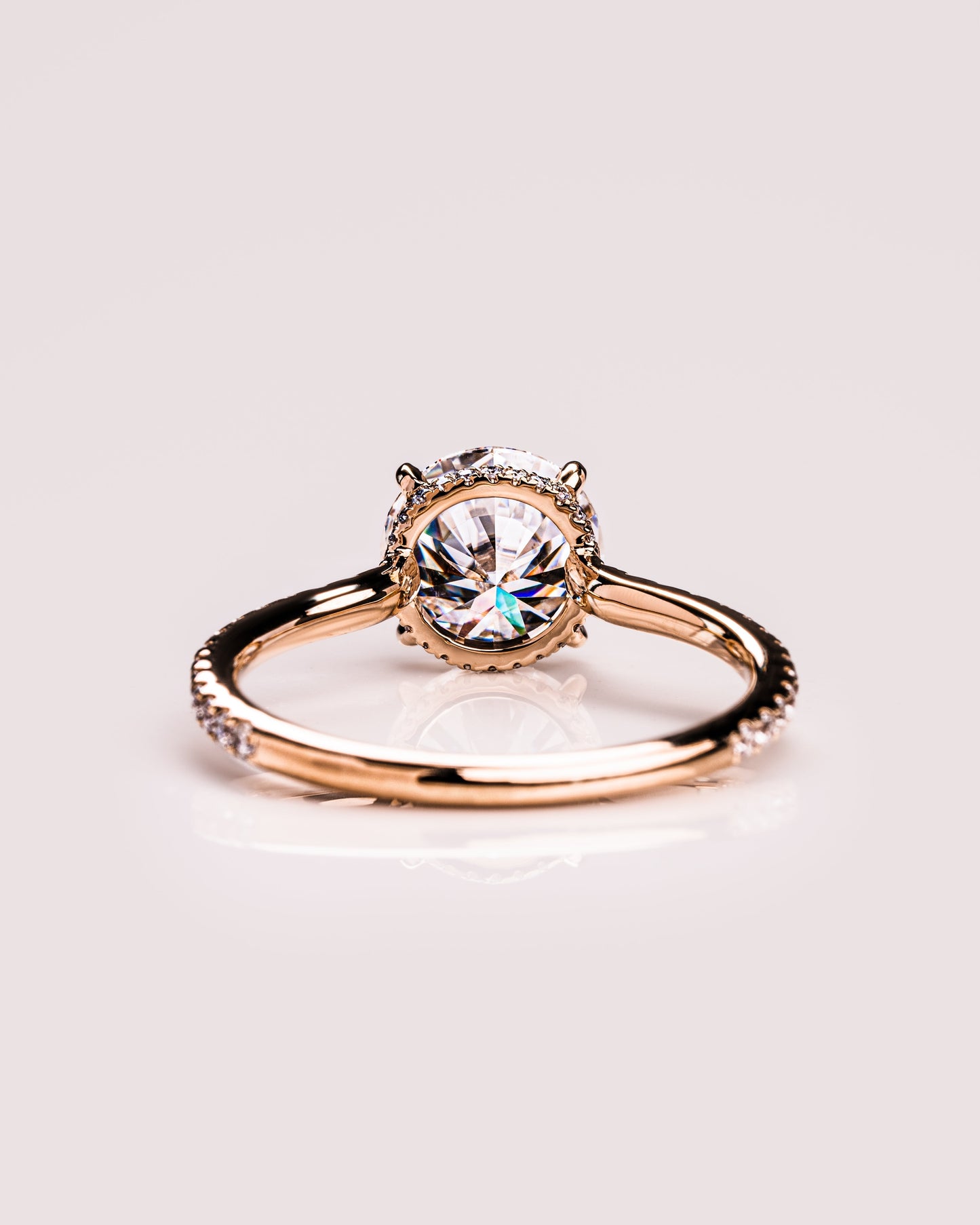 2.26 CT Round Cut Lab Grown Diamond Engagement Ring With Hidden Halo Setting