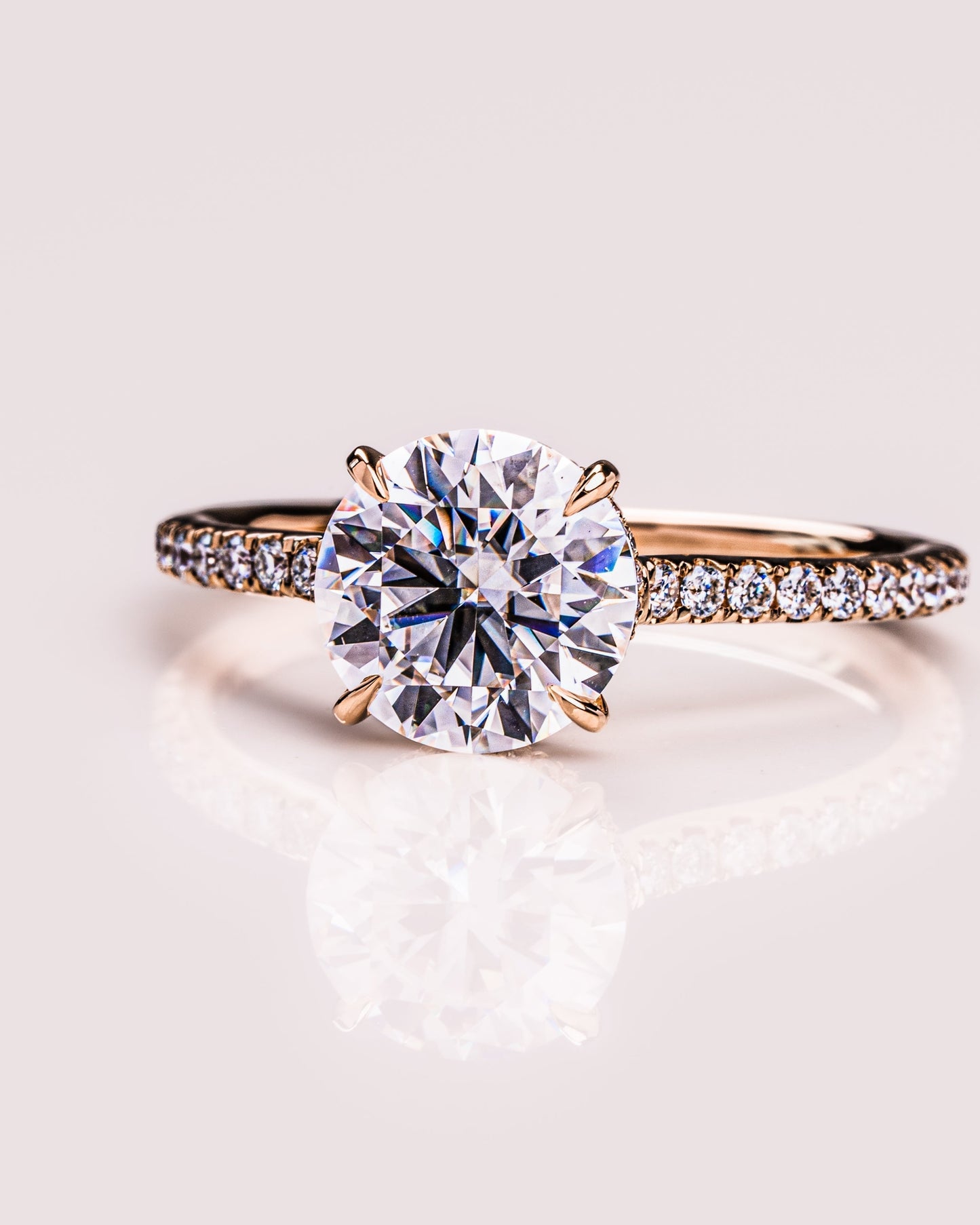 2.26 CT Round Cut Lab Grown Diamond Engagement Ring With Hidden Halo Setting