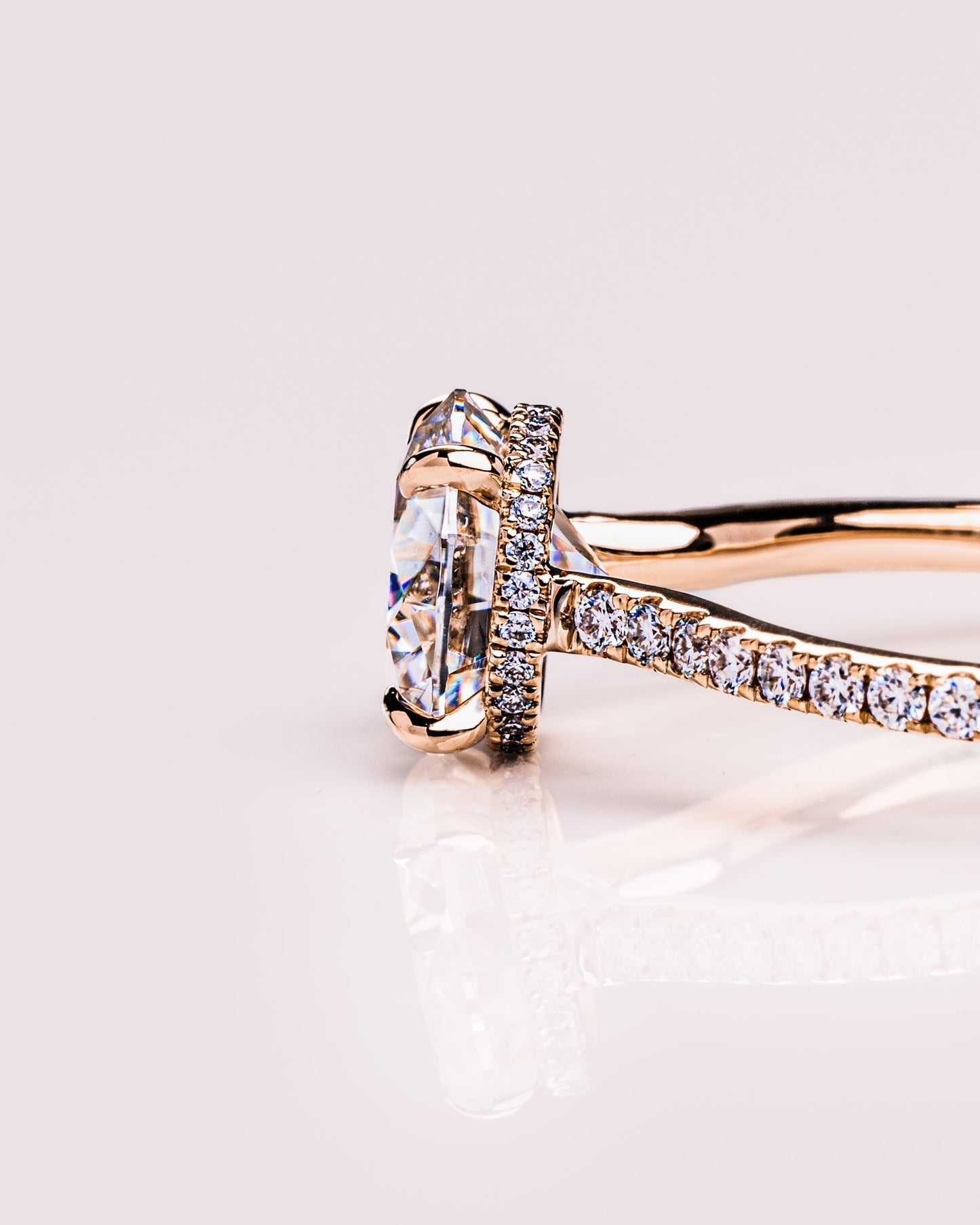 2.26 CT Round Cut Lab Grown Diamond Engagement Ring With Hidden Halo Setting