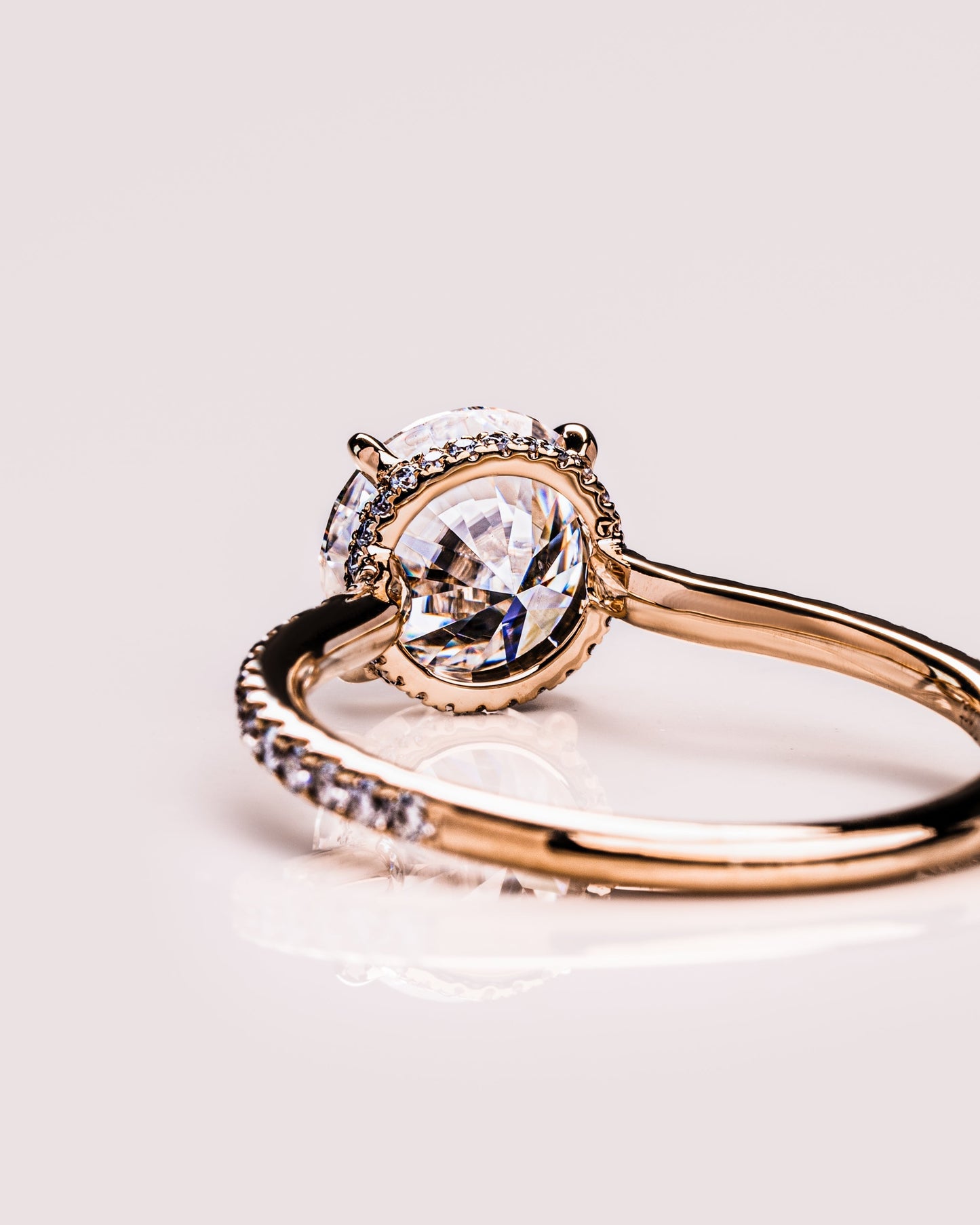 2.26 CT Round Cut Lab Grown Diamond Engagement Ring With Hidden Halo Setting