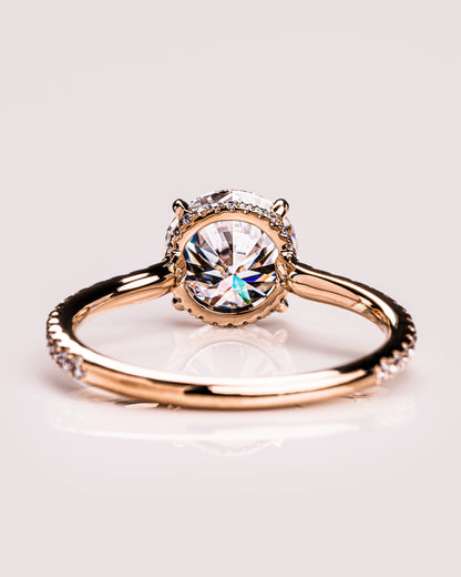 2.26 CT Round Cut Lab Grown Diamond Engagement Ring With Hidden Halo Setting