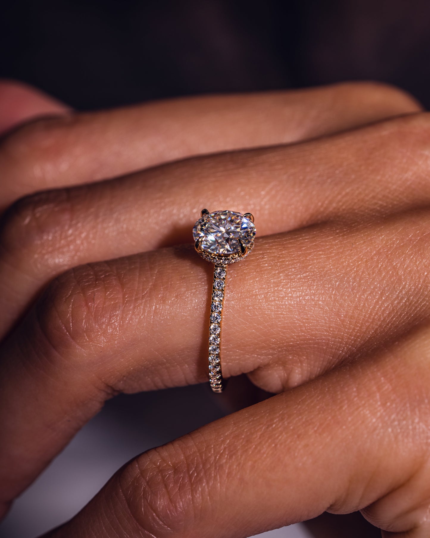 2.26 CT Round Cut Lab Grown Diamond Engagement Ring With Hidden Halo Setting