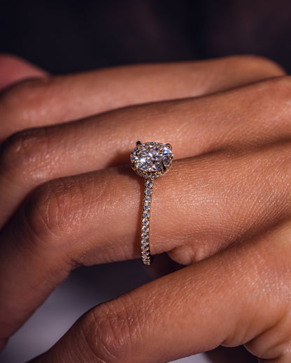 2.26 CT Round Cut Lab Grown Diamond Engagement Ring With Hidden Halo Setting