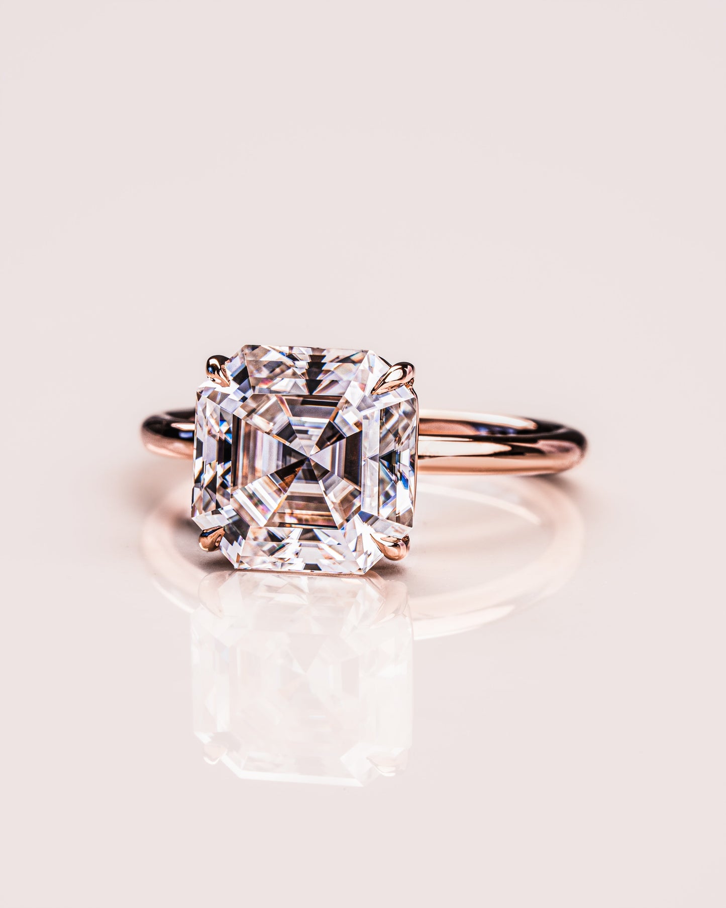 3.2 CT Asscher Solitaire Lab Grown Diamond Engagement Ring